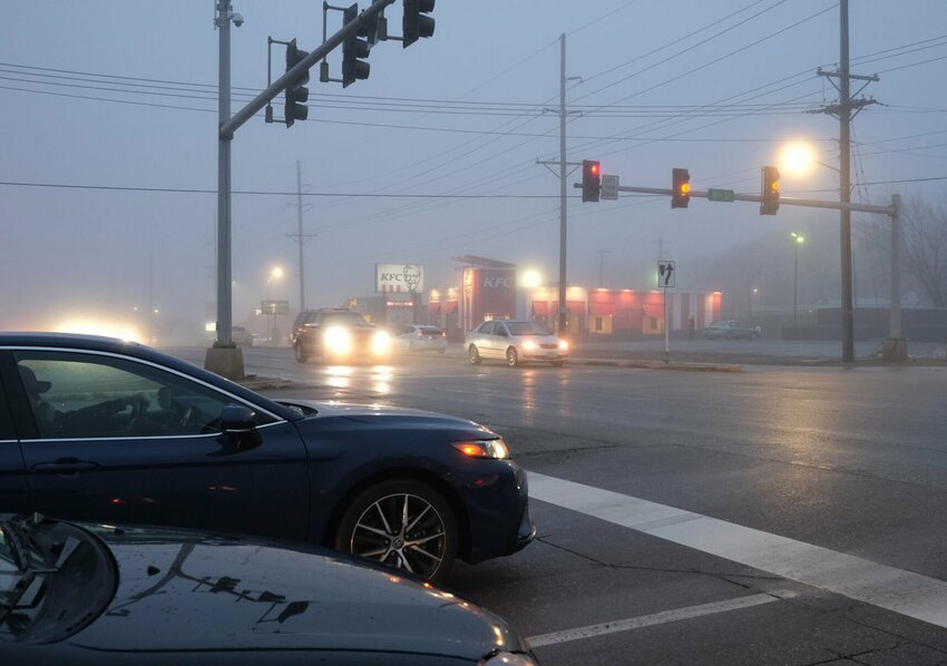 Thick fog descended on Sedalia on Monday morning, Jan. 22 and should leave Friday, Jan. 26. Meteorologists say saturated ground from recent snow is partly to blame for the foggy conditions.   Photo by Chris Howell | Democrat