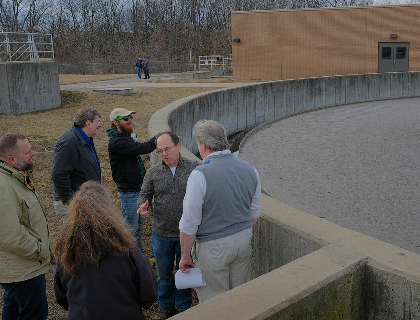 Burns and McDonnell engineer Jeff Barnard gives a tour of the Central wastewater plant Thursday, Feb. 1 to explain the process of turning dirty water clean.   Photo by Chris Howell | Democrat