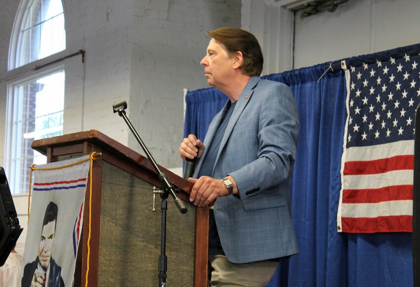 Former state Rep. Dean Dohrman serves as the emcee for Pettis County McKinley Day in June 2021. Dohrman died Friday, Feb. 2 at age 64.   File photo by Nicole Cooke | Democrat