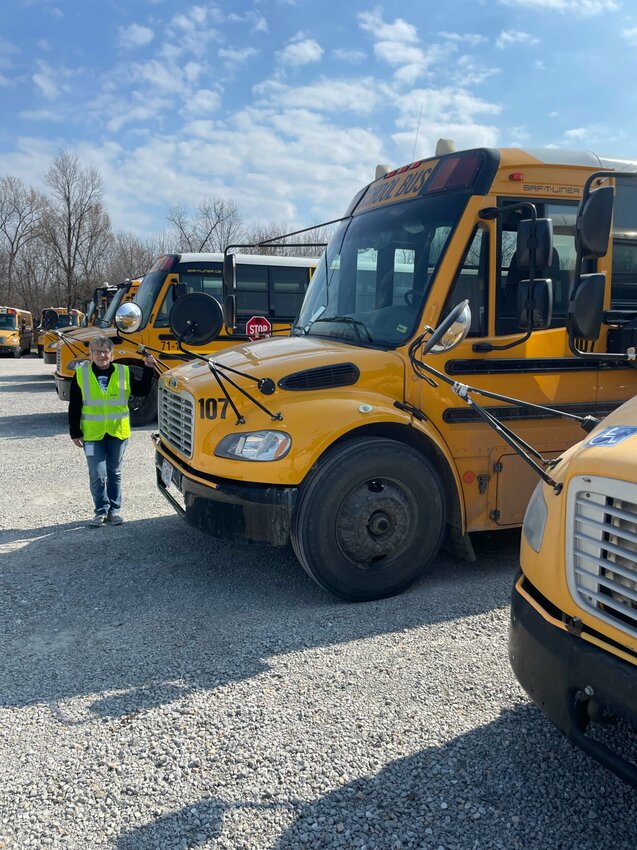 First Student contract manager Connie Miller said the company offers great training and employment for reliable people. Many people, however, are taking the free CDL training First Student offers and hitting the road.   Photo by Chris Howell | Democrat