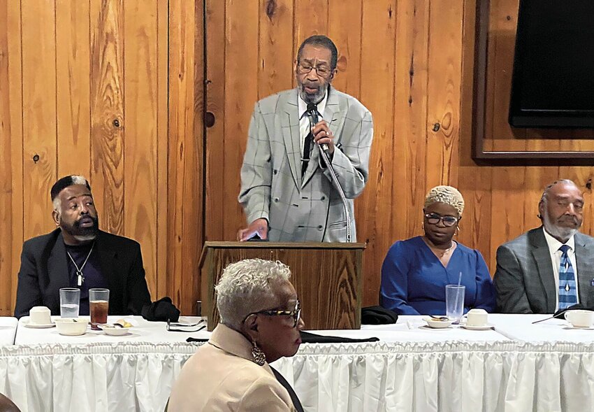 Former NAACP Freedom Fund scholarship recipient Makhi Jaff speaks to the crowd on Saturday, April 20, during the Sedalia/Pettis County NAACP banquet at Best Western State Fair Inn. Nichapha Meesema and Mahogany Foster, also recipients, spoke as well.


Photo by Faith Bemiss-McKinney | Democrat