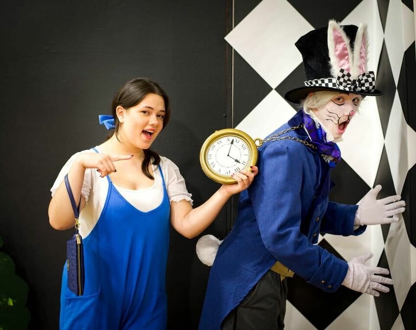 Applewood Christian School seniors Sydney Bussey portrays Alice and Daniel Nevels portrays the White Rabbit during rehearsal for “Alice @ Wonderland,” a modern and fresh adaptation of the traditional story of Alice in Wonderland. 


Photo courtesy of Carolyn Bendien
