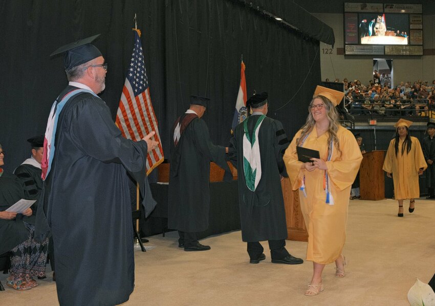 Hundreds of Smith-Cotton High School students walked the stage Saturday, May 11 to receive their diplomas at the Mathewson Exhibition Center.   Photo by Chris Howell | Democrat