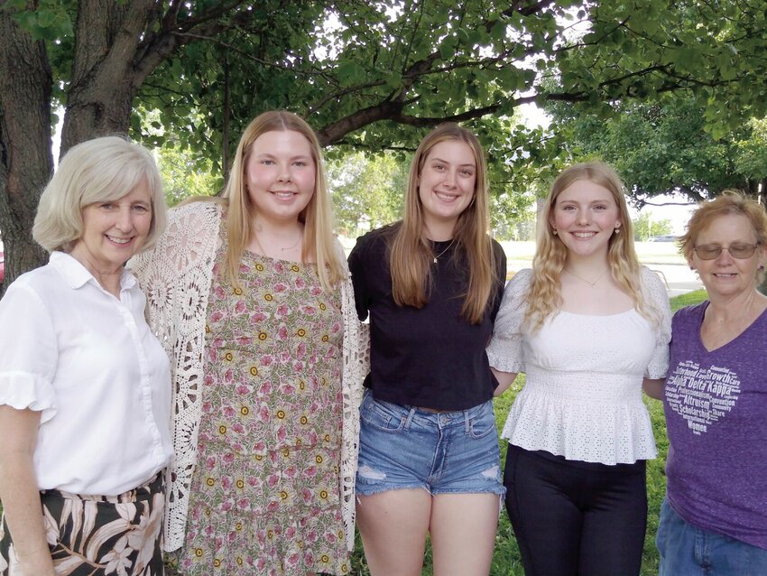 From left, Julie Sobaski, Beta Alpha chapter of Alpha Delta Kappa Chapter scholarship chairman; scholarship recipients Alexis Jolly, Lauren Homan and Emily Eshbacher; and Chapter President Mary Beatty.   Photo courtesy of Beta Alpha chapter