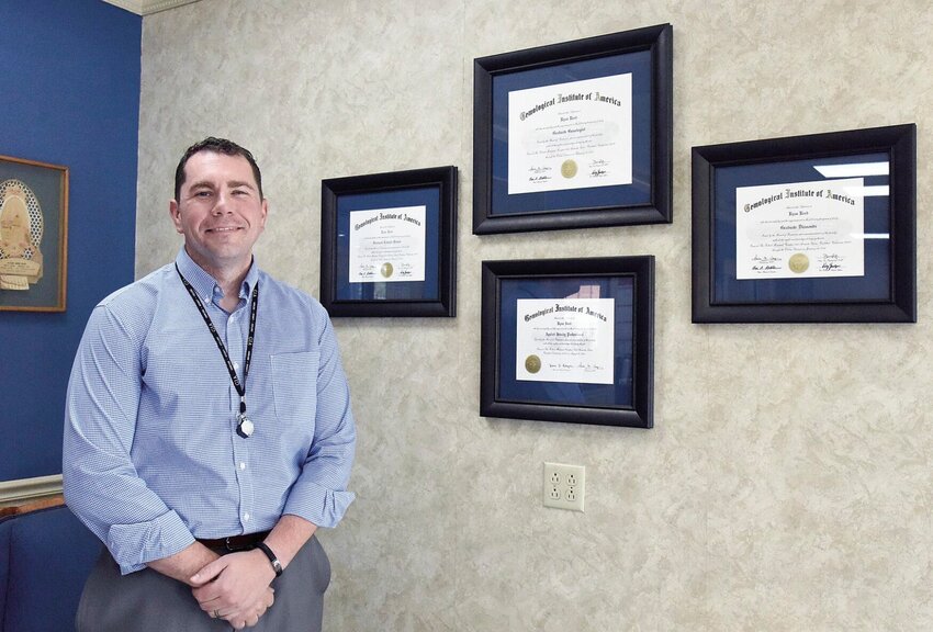 Ryan Reed, director of operations at Reed & Sons Jewelers in Sedalia, stands beside his diplomas on Tuesday, Aug. 27, at the store. The Independent Jewelers Organization (IJO) recently awarded Reed the title of Master IJO Jeweler Certified Diamond Grader.


Photo by Faith Bemiss-McKinney | Democrat