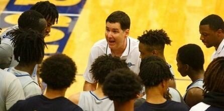 State Fair Community College head men’s basketball coach Matt Brown talks to the team in a huddle during a game last winter.


Photo courtesy of State Fair athletics