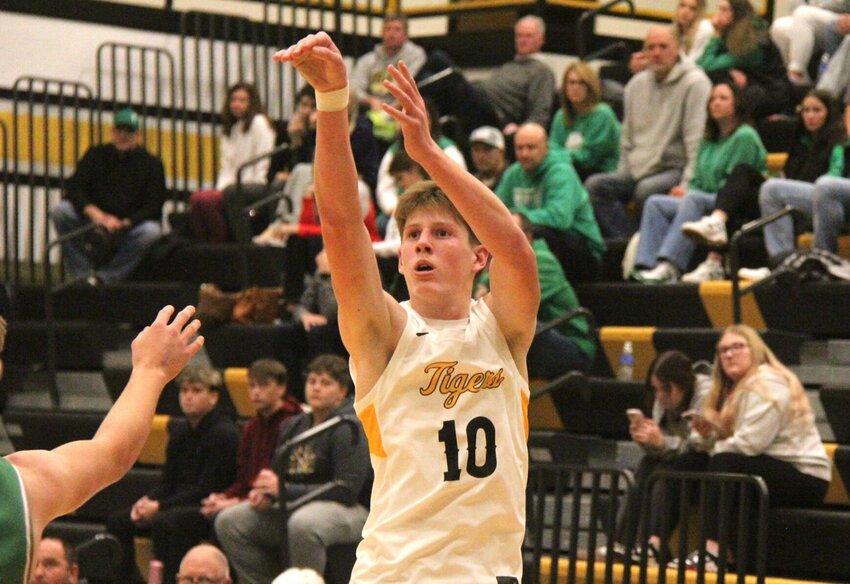 Smith-Cotton junior Dax Wiskur shoots a jumper during the game against Blair Oaks on Friday, Dec. 13.&nbsp;   File photo by Jack Denebeim | Democrat