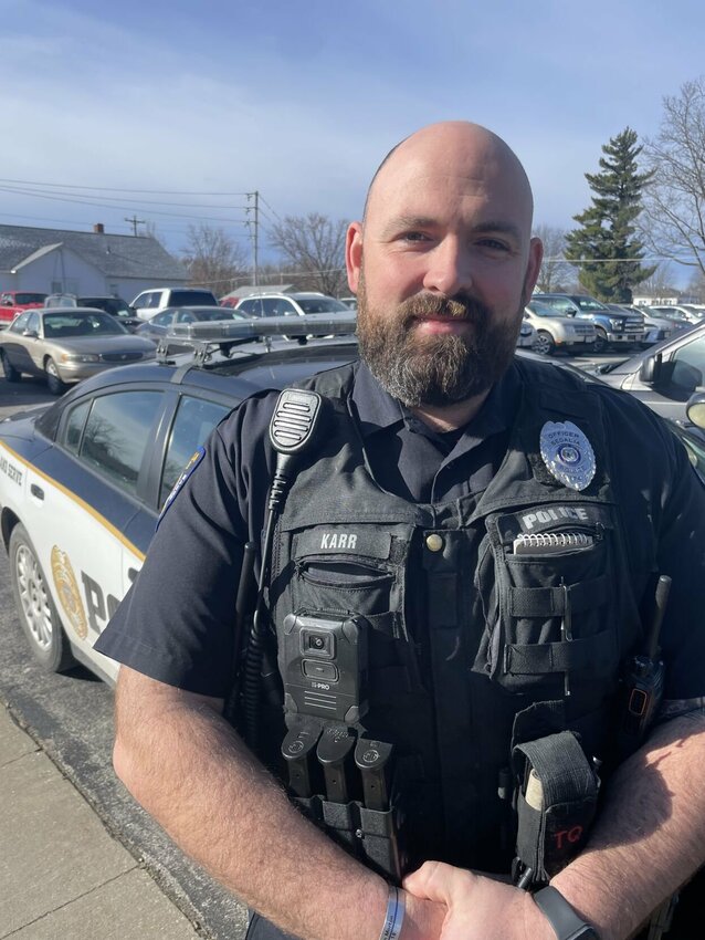 Smith-Cotton Junior High School SRO Tony Karr was named SPD's Officer of the Year on Tuesday, March 4, at the Sedalia Police Department Awards. Karr told the Democrat working at the school has been the highlight of his career.   Photo by Chris Howell | Democrat