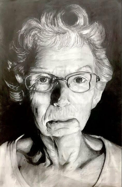 &quot;Early Morning Coffee &mdash; Lessons Learned with Grandma Ellen,&quot; a pencil and charcoal powder drawing created by Madalyn Fox, a student at Smith-Cotton High School, will soon be part of the Missouri Senate Fine Arts Exhibit at the Missouri State Capitol.   Photo courtesy of Sedalia School District 200