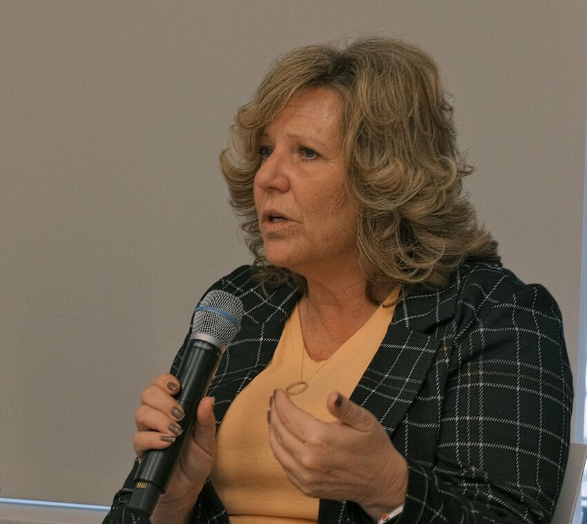 Sedalia City Council Second Ward candidate Michelle Abney spoke during the Pettis County Pachyderm Club candidate forum Friday, March 14, at the Heckart Community Center.&nbsp;   Photo by Chris Howell | Democrat