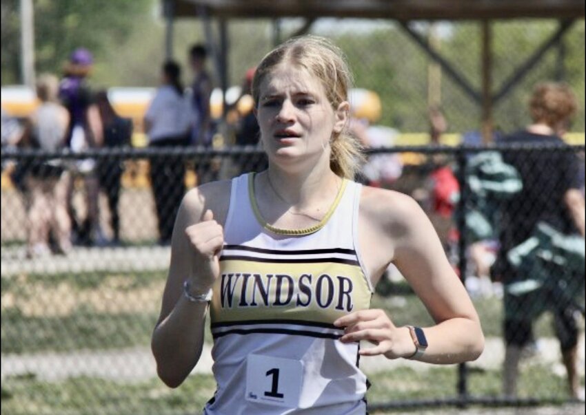 Windsor's Lily Betsworth competes at last season's Kaysinger Conference Track and Field Meet in Smithton. Betsworth broke the school high jump record on Monday, April 21.