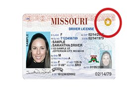 A Missouri-issued REAL ID-compliant driver license or ID card will have a star in the upper right-hand corner.