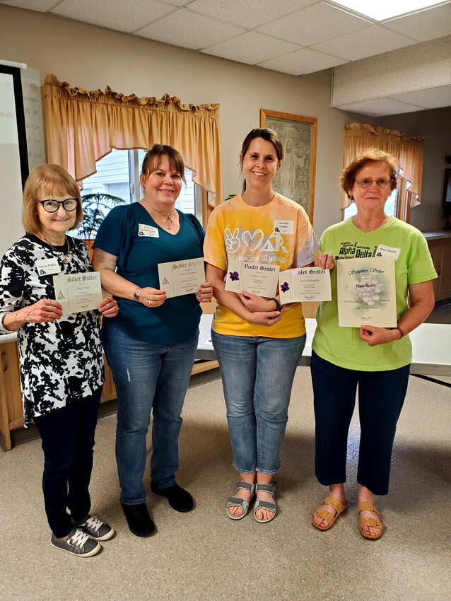 Membership awards for ADK members, fro left,  Nancy Fields, Andrea Eppenauer, Jennifer Crane, and Mary Beatty.
