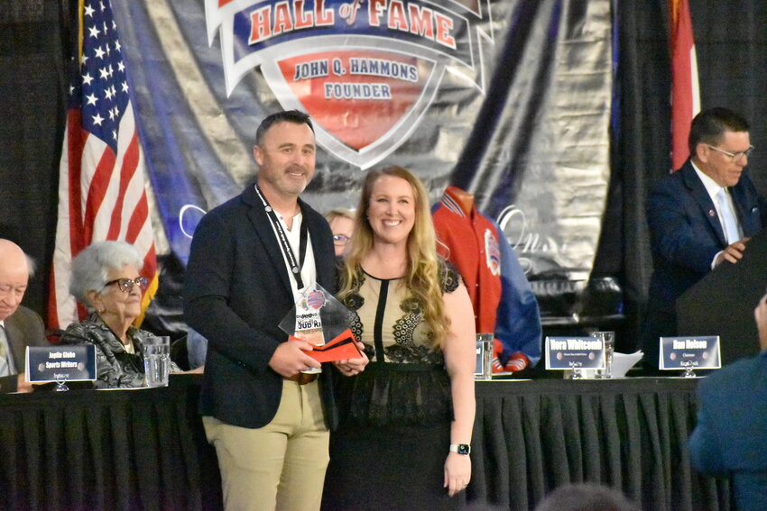 State Fair Community College head baseball coach Jud Kindle receives the Diamond Nine Award during a ceremony recently.
