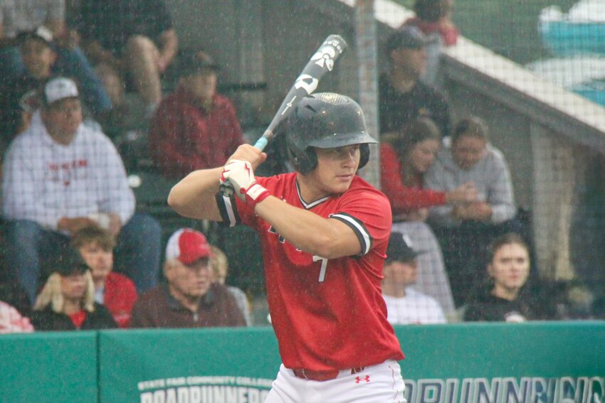 Tipton sophomore Paxton Pyle awaits a pitch during the Class 2 sectional game against Concordia at Liberty Park Stadium on Monday, May 26.