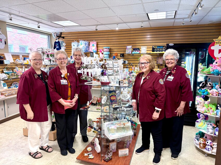 On Monday, June 2, Bothwell Regional Health Center Auxiliary volunteers from left, Joyce Grinstead, board member; Donna Peakes, scheduler and special sales; Della Schnakenberg, treasurer; Jackie Butler, president, and Linda Reed, Gift Shop manager, pose for a photo in the hospital Gift Shop.