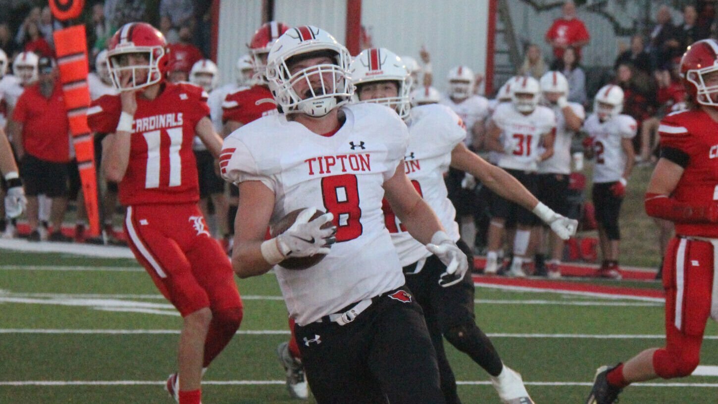 Tipton senior Lucas Cashman (8) scores a touchdown against Lincoln on Sept. 6.


File photo by Jack Denebeim | Democrat