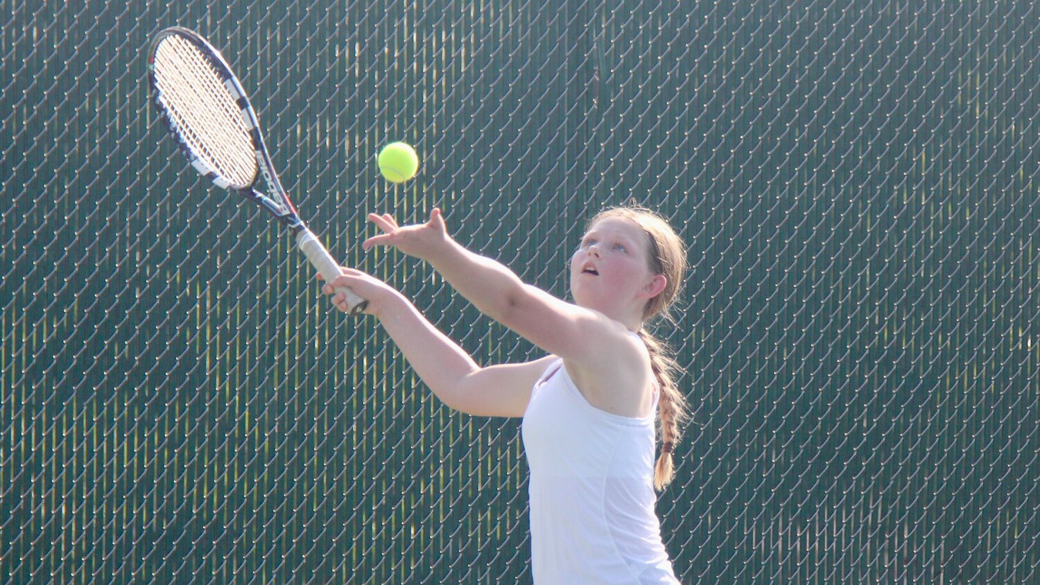 Smith-Cotton's Gretchen Beard serves a ball during the 2024 season. Beard won the varsity girls singles tournament at...