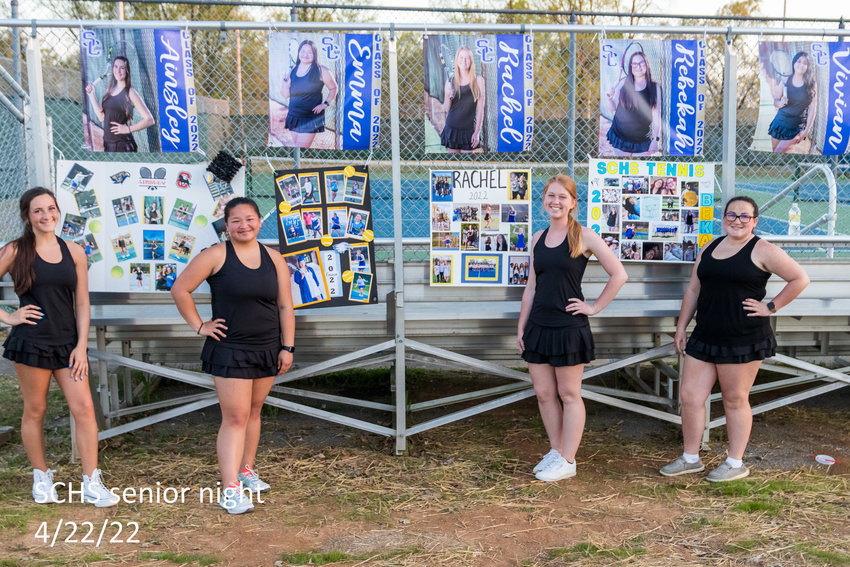On Friday, Shelbyville Central honored its 2022 seniors. Those seniors honored are (from left) Ainsley Noel, Emma Habel, Rachel Phillips, Rebekah Marshall and Vivian Fernandez (not pictured).