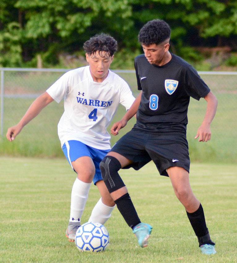 Shelbyville Central's Emmanuel Leyva takes control of the pass in the Eagles district tournament semi-final win over Warren County on Tuesday night.
