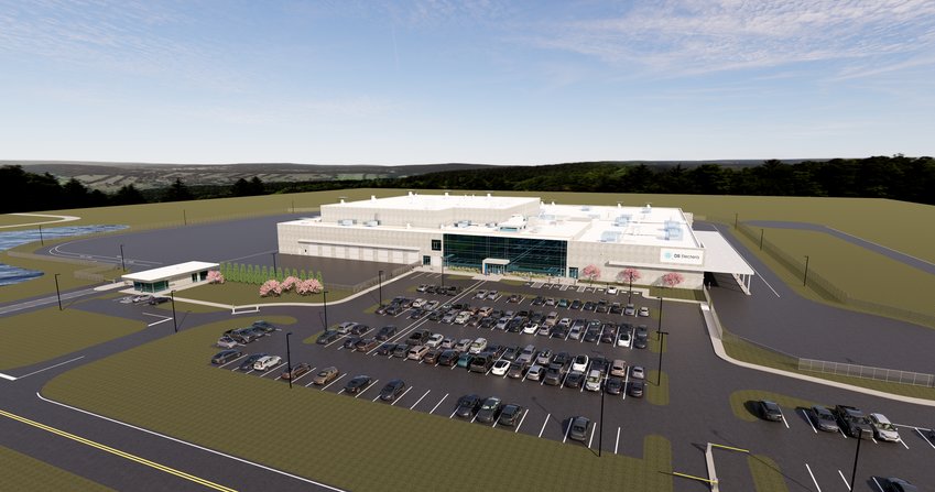 An architect&rsquo;s rendering of the Duksan Electera America, Inc. factory to be built in 231 North Industrial Park.