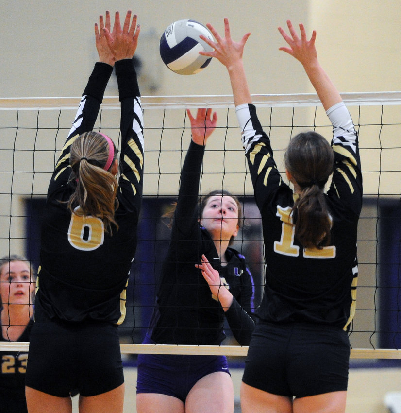 Jacey Collier splits the defense against Central Magnet and records a kill.