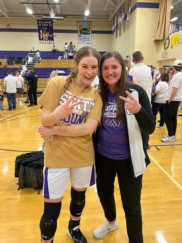 Only two players in Community Viqueen history have reached the 2,000-point barrier. M.J. Simmons (left) finished her career with 2,067 career points for Community, while Sarah Pierce holds the points record for the Viqueens with 2,080 points.