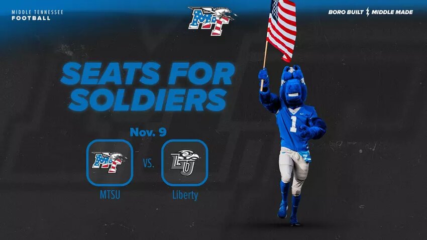 &quot;Seats For Soldiers&quot; returns in 2024 on November 9th for MTSU's conference matchup against the Liberty Flames.
