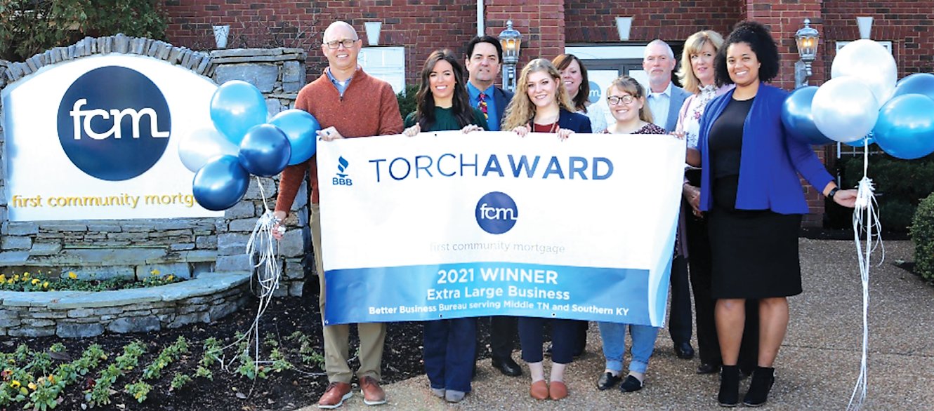 The First Community Mortgage team has earned the Torch Award for Ethics from the Better Business Bureau and BBB Integrity Foundation.