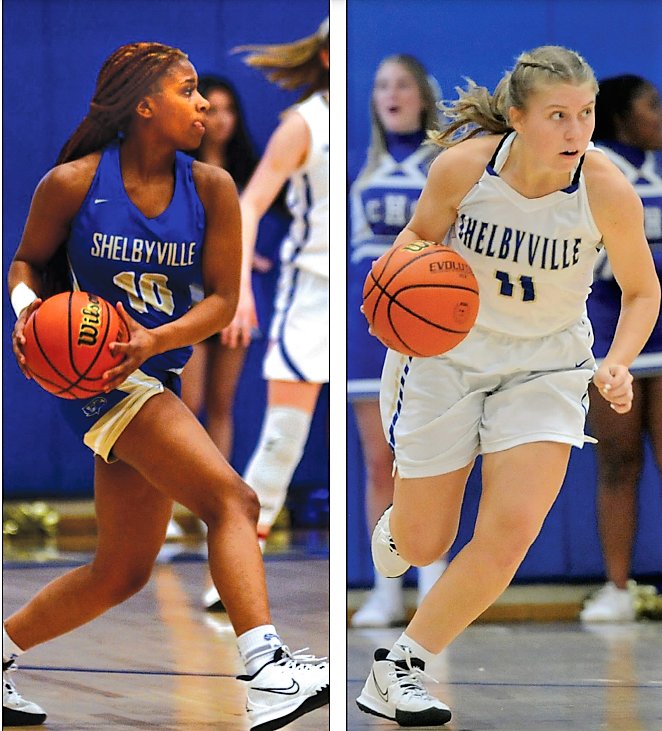 Left: Senior Jaleigha Harris consistently led the Eaglettes in
the scoring column throughout her career. Right: Paige Blackburn has come on strong towards the end of the regular season and into the postseason. She scored a game-high 22 points in the District 6-AAAA consolation game.