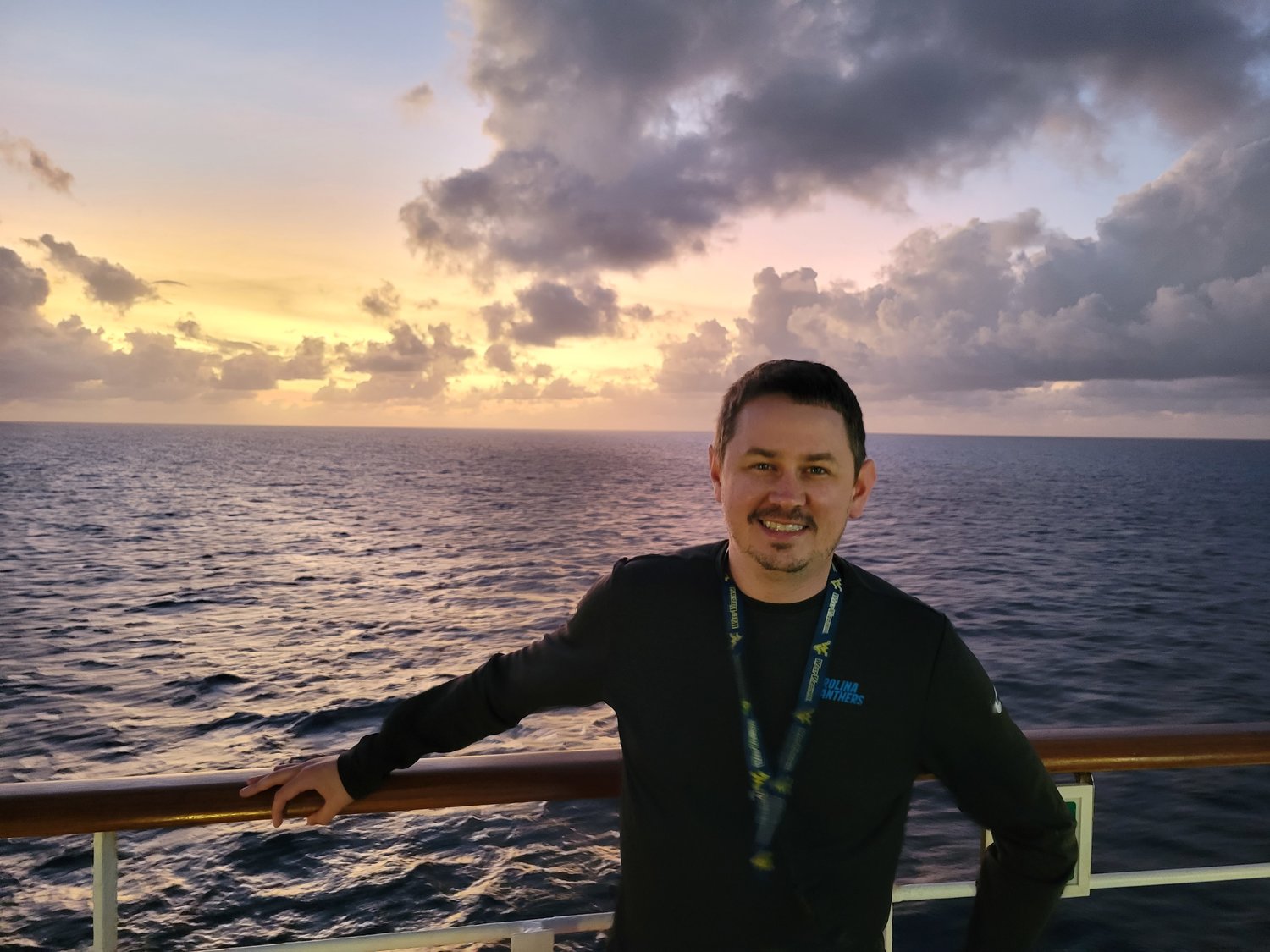Sports Editor Chris Siers sits by the railing on a recent cruise trip to the Southern Caribbean.