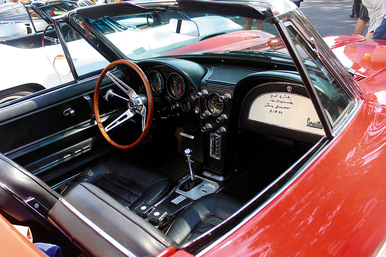 The dashboard of this 1966 Corvette is personally signed by the “father of the Corvette,” Zora Arkus-Duntov.