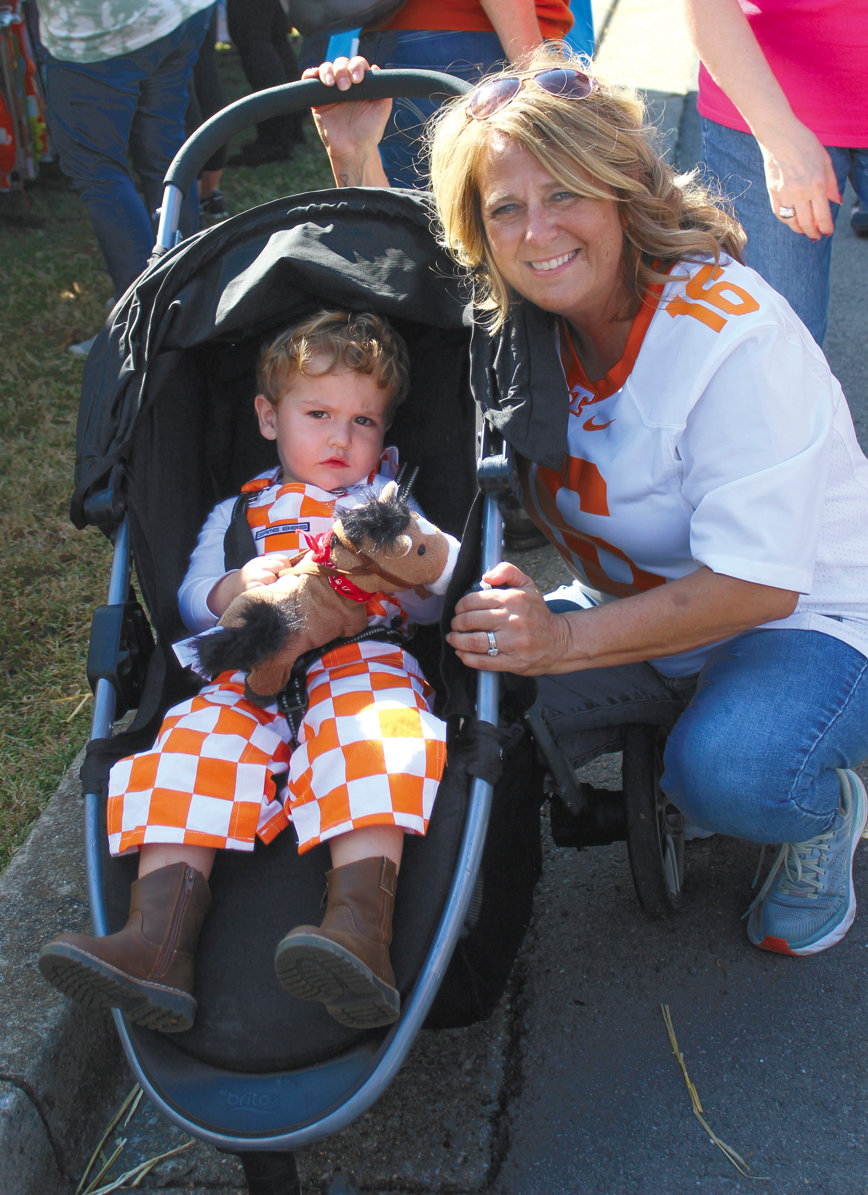 Bell Buckle was a sea of orange Saturday in the hours before Tennessee’s win over Alabama. Among Vol fans were Rhonda Farriss, of Whitwell, and her son, Archer, who already had his game face on.