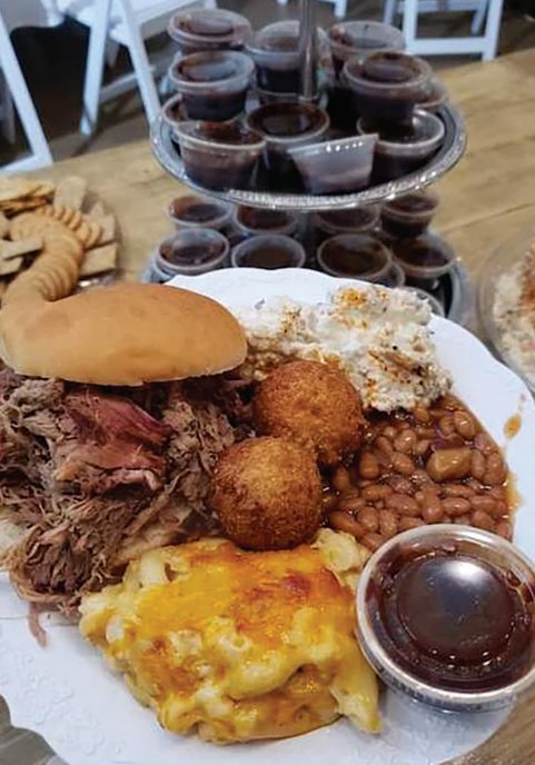 This barbecue plate is a nice sampling of what Texas
judges are about to experience from Barking Pig BBQ.