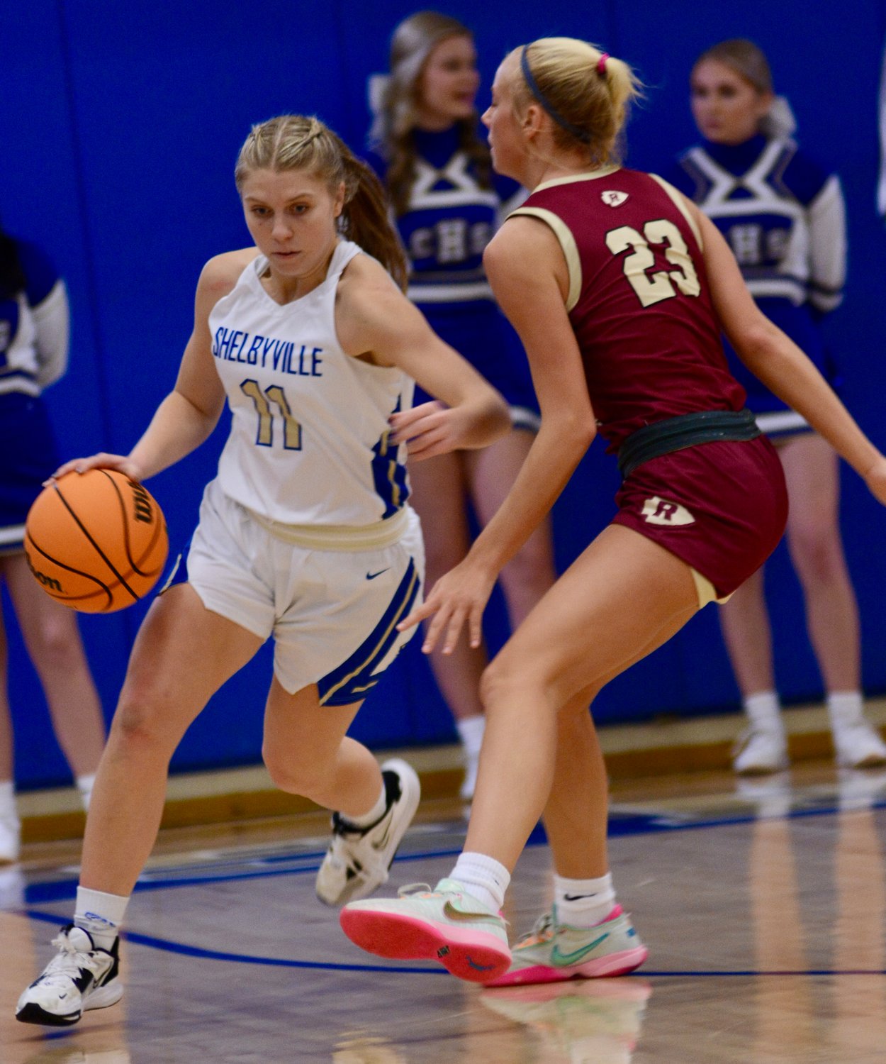 Shelbyville Central's Paige Blackburn led the way as the Golden Eaglettes rolled past visiting Riverdale forn the second time this season. Blackburn scored a game-high 26 points and knocked down six 3-pointers.
