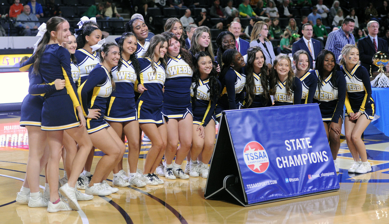 The Webb cheerleaders were honored as the championship cheerleading team following Saturday’s game.