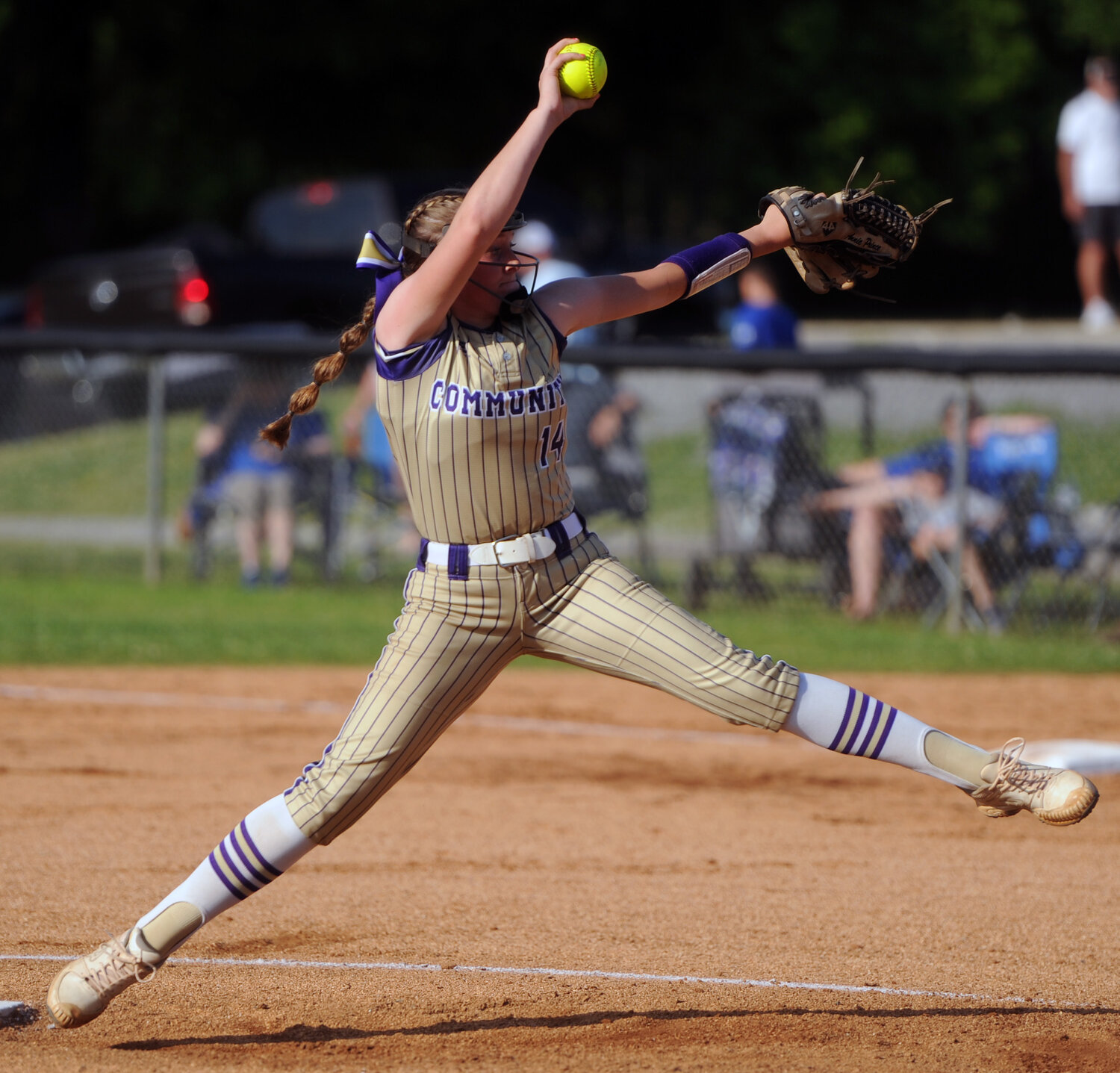 Freshman pitcher Annie Prince winds up and delivers a pitch for the Viqueens against Forrest on Tuesday.
