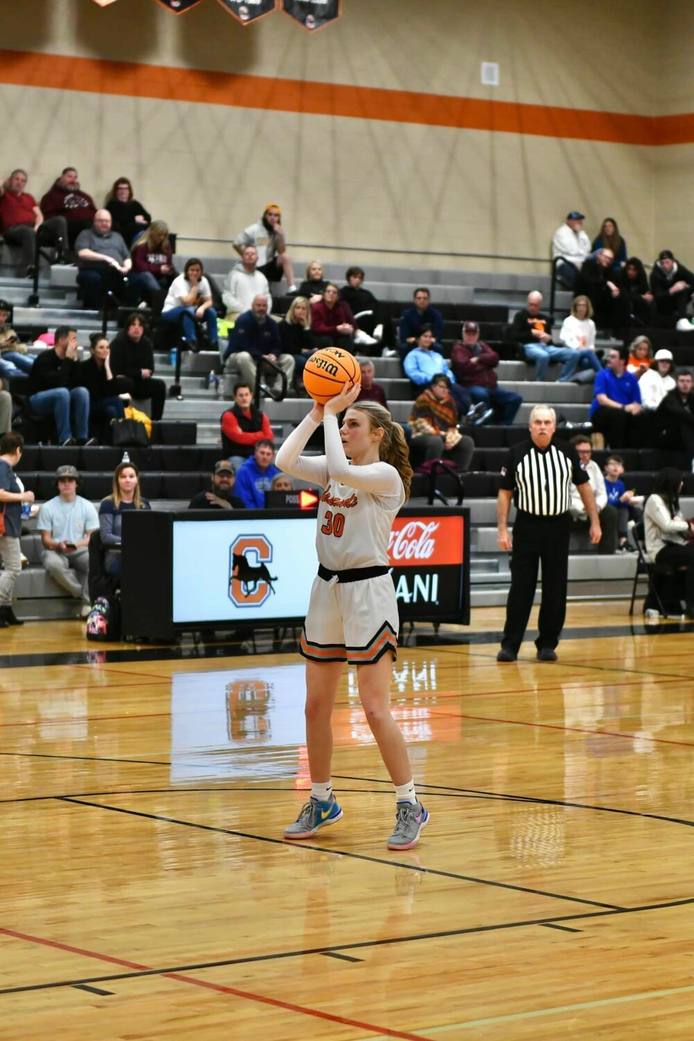 Cascade's Suzanna Crews (30) shoots one of four technical free throws late in the fourth quarter. She finished with nine points on Tuesday.