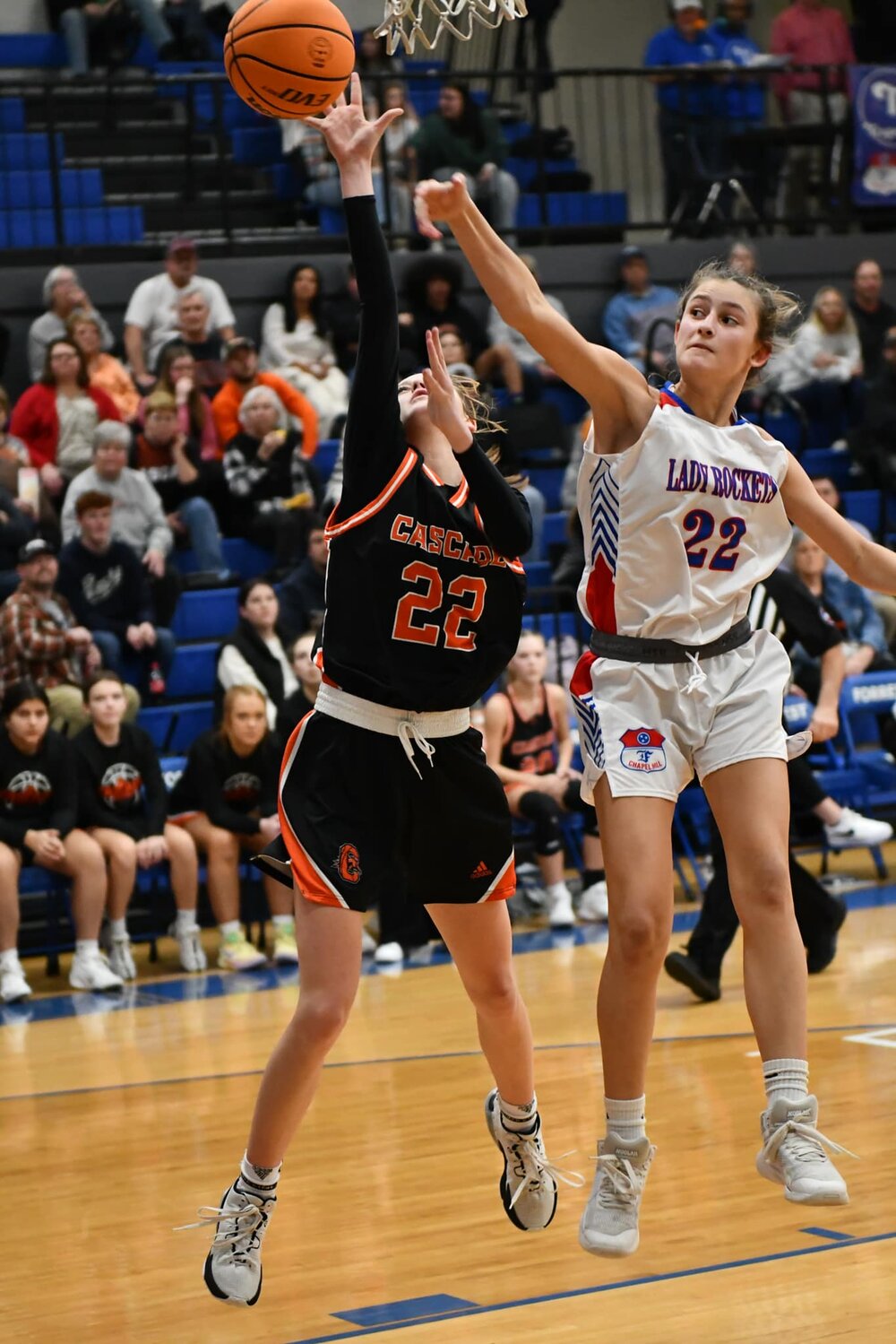 Kaegan Young (22) powers in two of her 15 points on Tuesday.