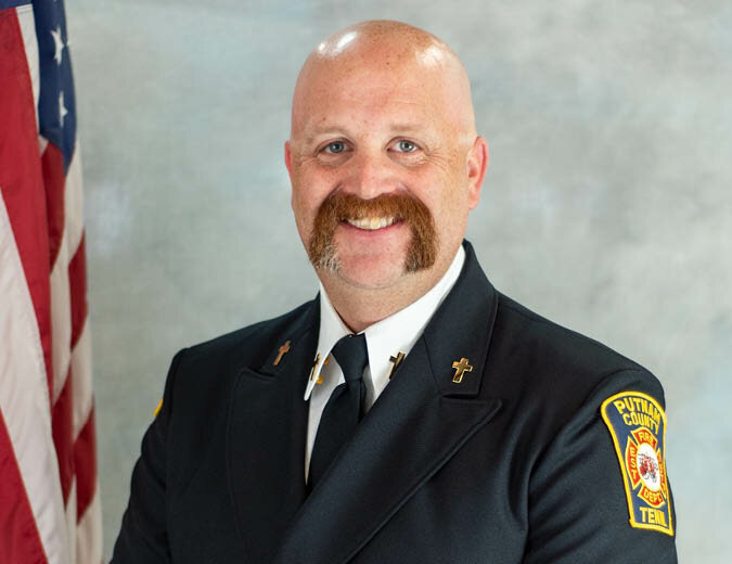 Derrick Edwards, assistant professor of counseling and psychology at Tennessee Tech, has spent two decades in the fire service and now supports the mental health needs of his fellow first responders through Tech's Responder Health Lab. (Photo courtesy of Putnam County Fire)