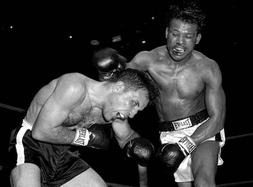 Jake LaMotta (left) and Sugar Ray Robinson in a slugfest for the world middleweight title on February 14, 1951. It was their 6th and final fight, which became known as the 'St. Valentine's Day Massacre'. Captured in Martin Scorsese's &quot;Raging Bull&quot;, the film is ripe for a sequel.