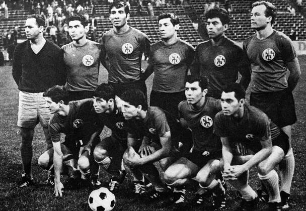 El Salvador's 1969 squad at the qualifier against Honduras for the 1970 World Cup. Standing 3rd from left is 'Pipo', who would score the winning goal that 'triggered' the &quot;Soccer War&quot;.