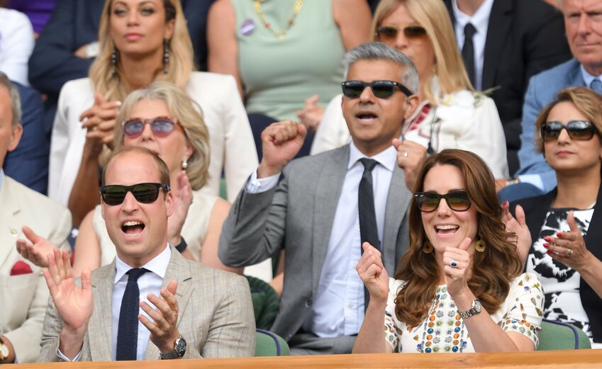 Prince William and his wife, the Dutchess of Cambridge, cheer on at Wimbledon from the Royal Box. The monarchy has been associated with Wimbledon patronage for over a century.