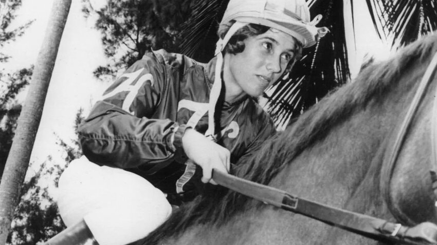 Diane Crump, the first female professional jockey (1969) and first woman to ride in the Kentucky Derby (1970). The pioneer rider shattered the glass ceiling for women on the horse racing saddle.