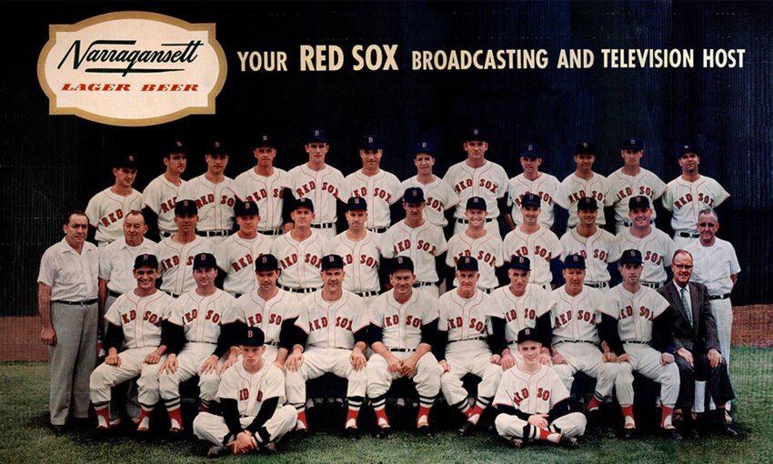A team photo of the 1959 Boston Red Sox when the Narragansett Beer Company of Rhode Island was the club’s official sponsor (1944-1975).