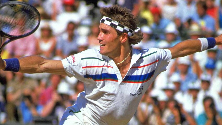 Pat Cash at the 1987 Wimbledon championship where he beat Ivan Lendl for his only career Grand Slam title.