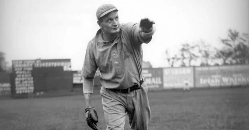 Rube Waddell, one of baseball&rsquo;s greatest pitchers of the early 20th century, warming up before a game (early 1900s). The eccentric southpaw was the subject of illicit payoffs by gamblers.