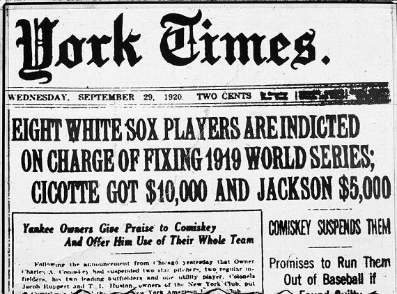 Towards the end of the 1920 baseball season, eight White Sox players and a group of gamblers were implicated in fixing the 1919 World Series.  Their scam went awry even before the scandal broke out and they never collected the full amount of their expectations.