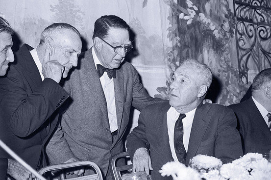 Continental League president, Branch Rickey (center), conferring with MLB Commissioner, Ford Frick (right), in the fall of 1960. The Continental League challenged MLB's established order, forcing baseball's first expansion since the modern game was born.