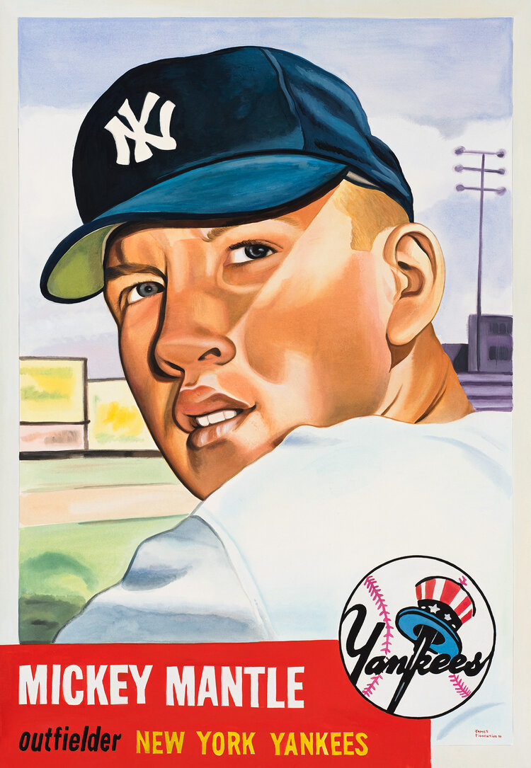 Artist James Fiorentino's rendering of a Mickey Mantle 1952 Topps trading card. His collection will be offered to the fractional investment market through Collectable's trading platform.